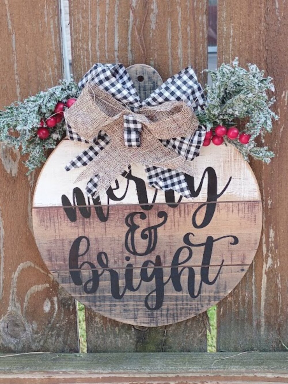 Christmas Holiday Merry & Bright Sign